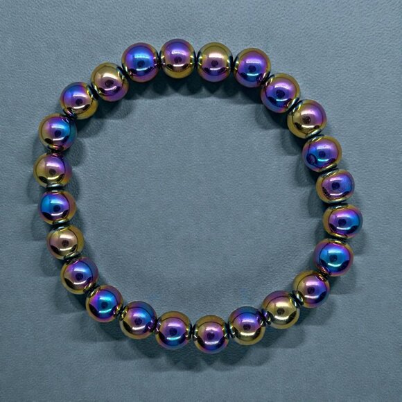 Artisan Jewelry - Rainbow Hematite Stretch Bracelet | Handmade